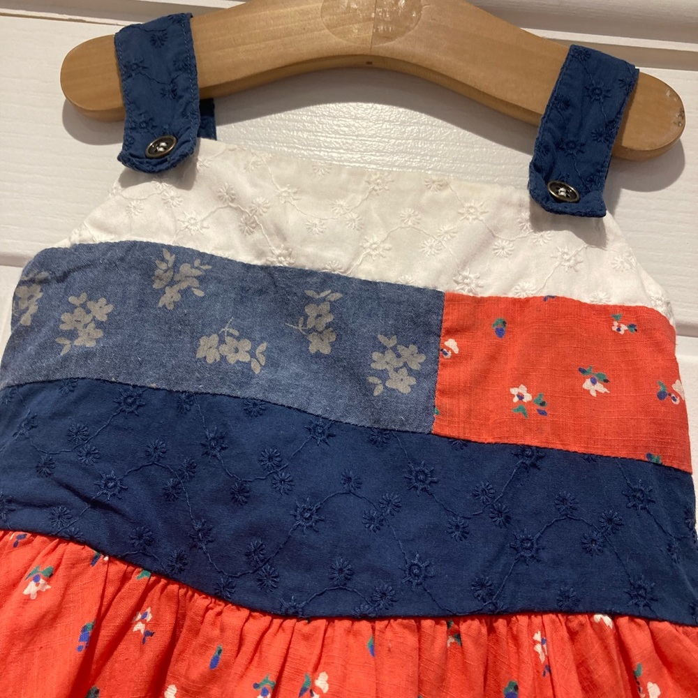 Next red white and blue patchwork dress baby girl 12-18 months - Picture 5 of 5